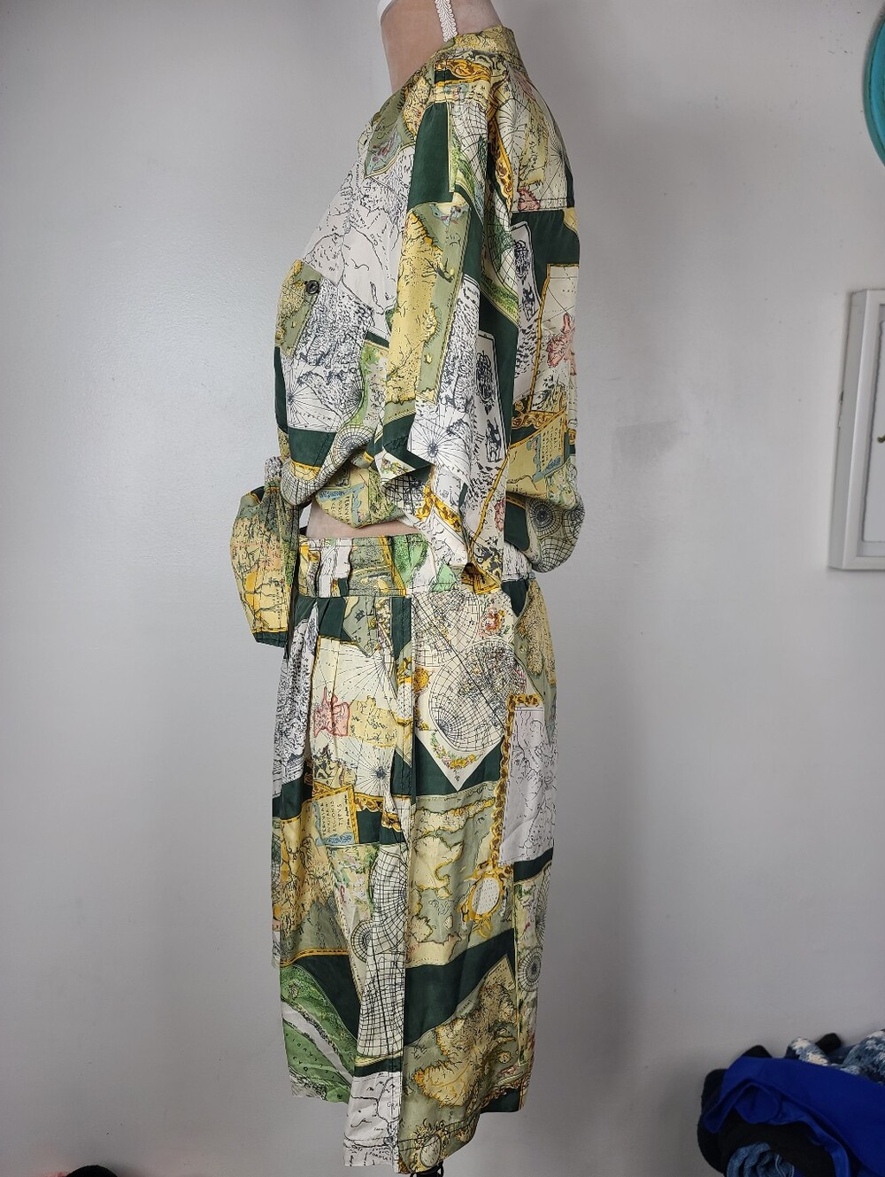 Vintage Whistles Silk Matching Camp Short Sleeve Top & Culotte Shorts Set M - Picture 5 of 16